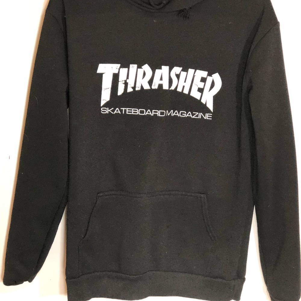 Unisex black logo fleece hoodie